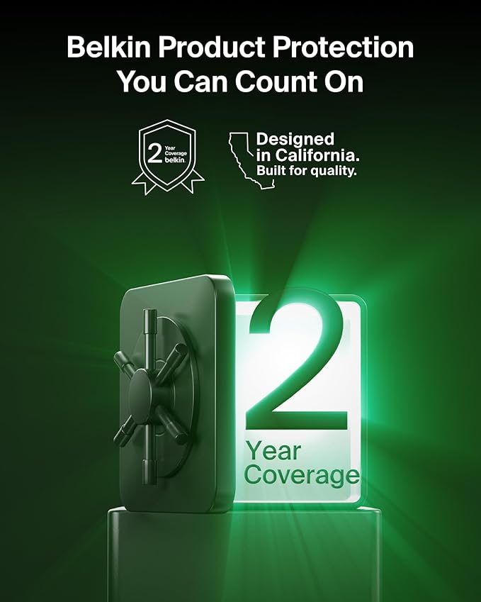 Belkin MagSafe Charger, Magnetic iPhone Charger w/ Qi2 25W, Fast Wireless Charging Pad w/Kickstand for iPhone 17 Series, Samsung Galaxy, Pixel 10, AirPods Pro, Travel - Adapter Included, White