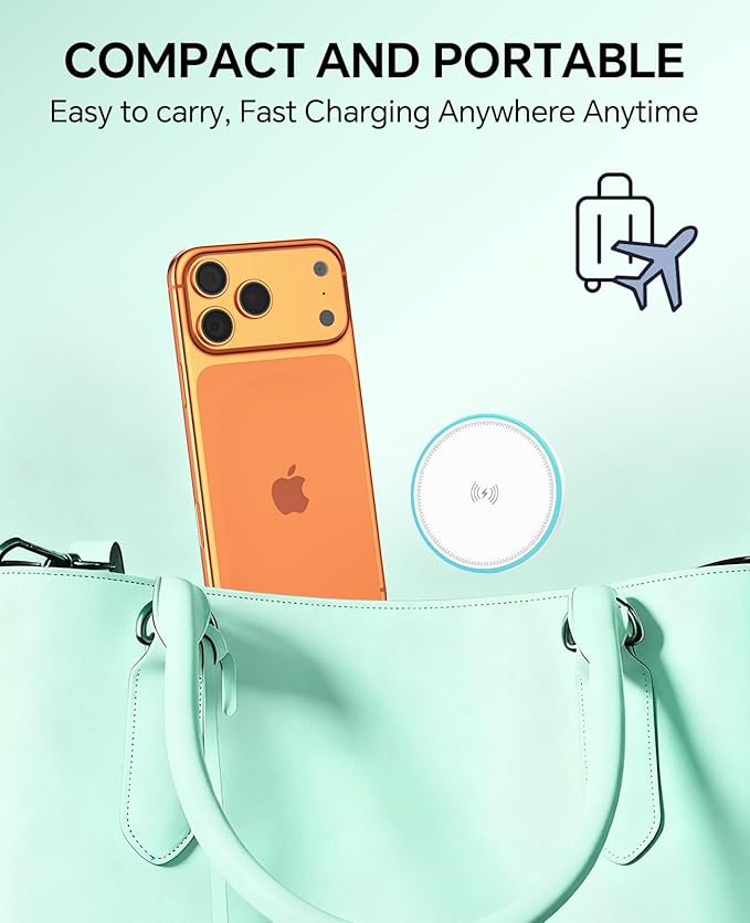 2 Pack 15W Magnetic Wireless Charger Fast Charging Pad with 20W Adapter and 6FT Cables for iPhone 17/16/15/14/13/12 Series/AirPods 3/2/Pro Apple Chargers for Travel/Office/Home