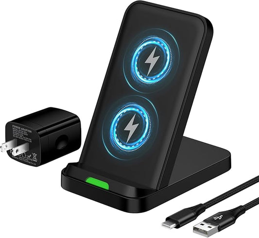 for Samsung Wireless Charger Fast Charging Stand for Galaxy S26Ultra/S25 Plus/S24FE/S23/S22/S21, Wireless Phone Charger Stand Android Desk Charging Station for Google Pixel 10 Pro/9a with 18W Adapter