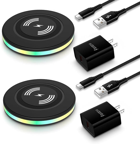 15W Wireless Charger Fast Wireless Charging Pad with QC 3.0 Adapter for Samsung Galaxy S26 S25 S24 S23 S22 S21 S20, iPhone 17e 17 16e 16 15 14 13 12 11 Pro Max,Google Pixel 10 9 8 Pro 7a 7 6 5 4 3 XL